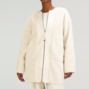 NWOT Lululemon White Collarless Textured Fleece Full Zip